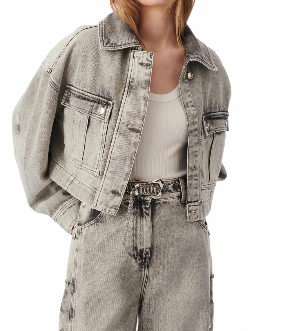 NEW IRO PARIS alessio denim jacket in mixed grey